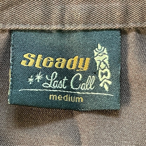 Vintage 90s Y2K steady last call mens retro tiki theme embroidered bowling shirt - Picture 3 of 13